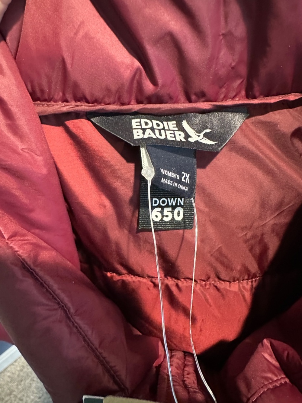 Eddie Bauer 650 Down Puffer Vest Womens PLUS SIZE 2X MAROON -- NEW WITH TAGS - Picture 10 of 11